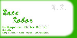 mate kobor business card